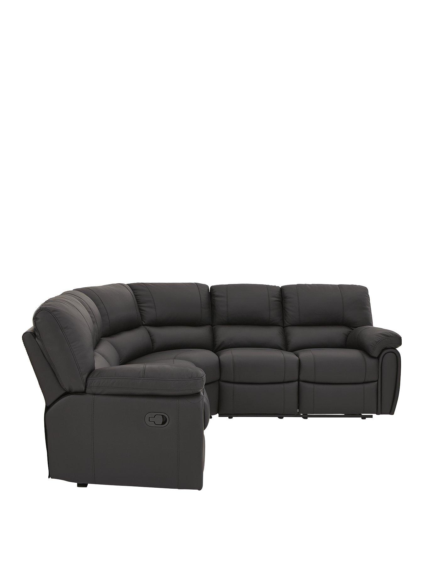 Image 3 of 5 of Leighton Leather/Faux Leather High Back Reclining Corner Group Sofa - Black