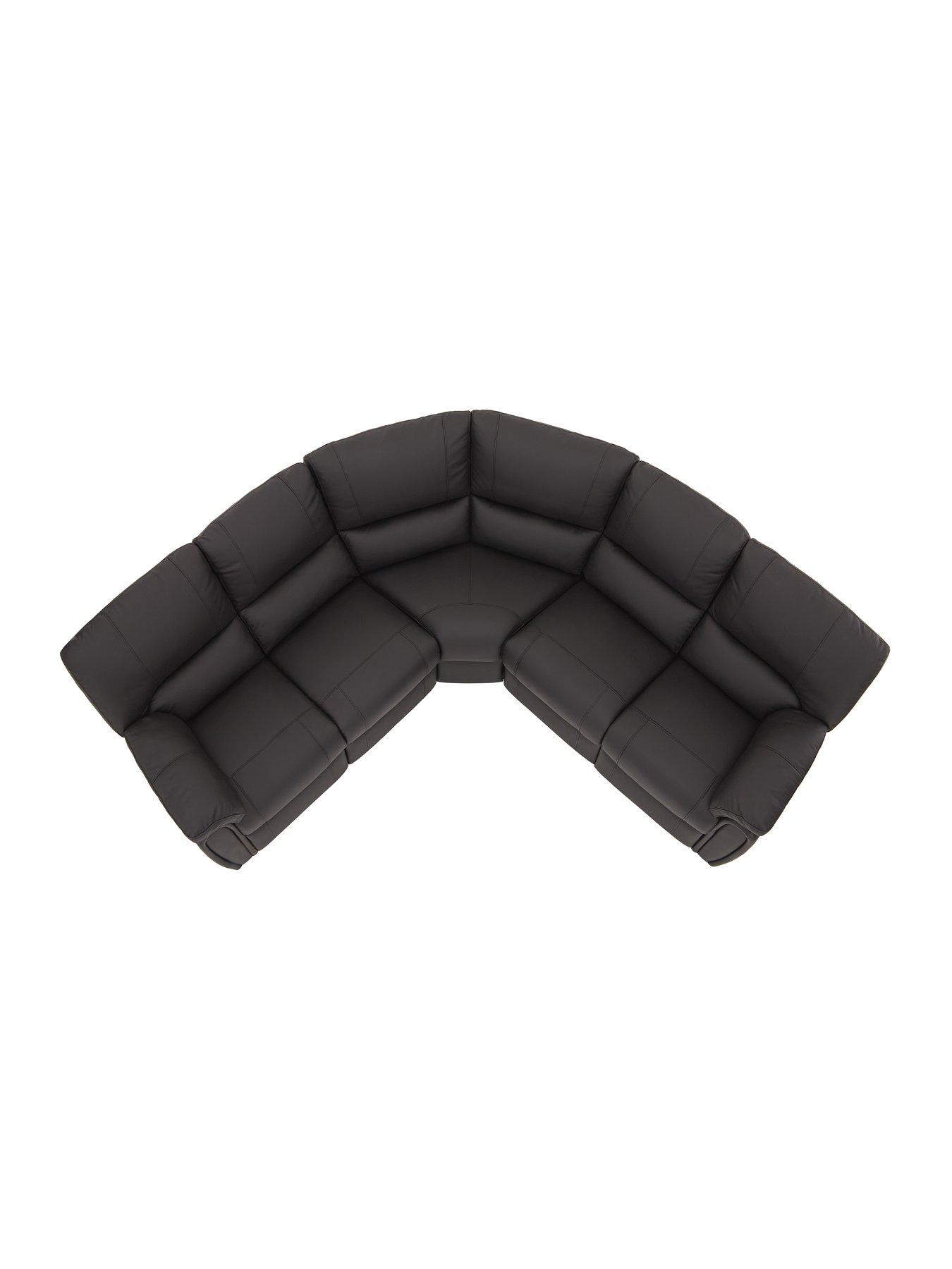 Image 4 of 5 of Leighton Leather/Faux Leather High Back Reclining Corner Group Sofa - Black