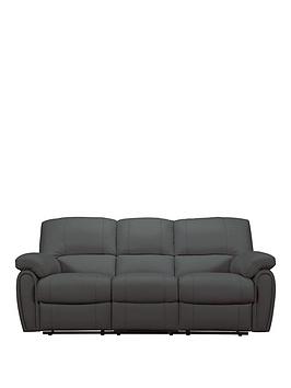 Product photograph of Leighton Leather Faux Leather High Back 3 Seater Recliner Sofa - Black from very.co.uk