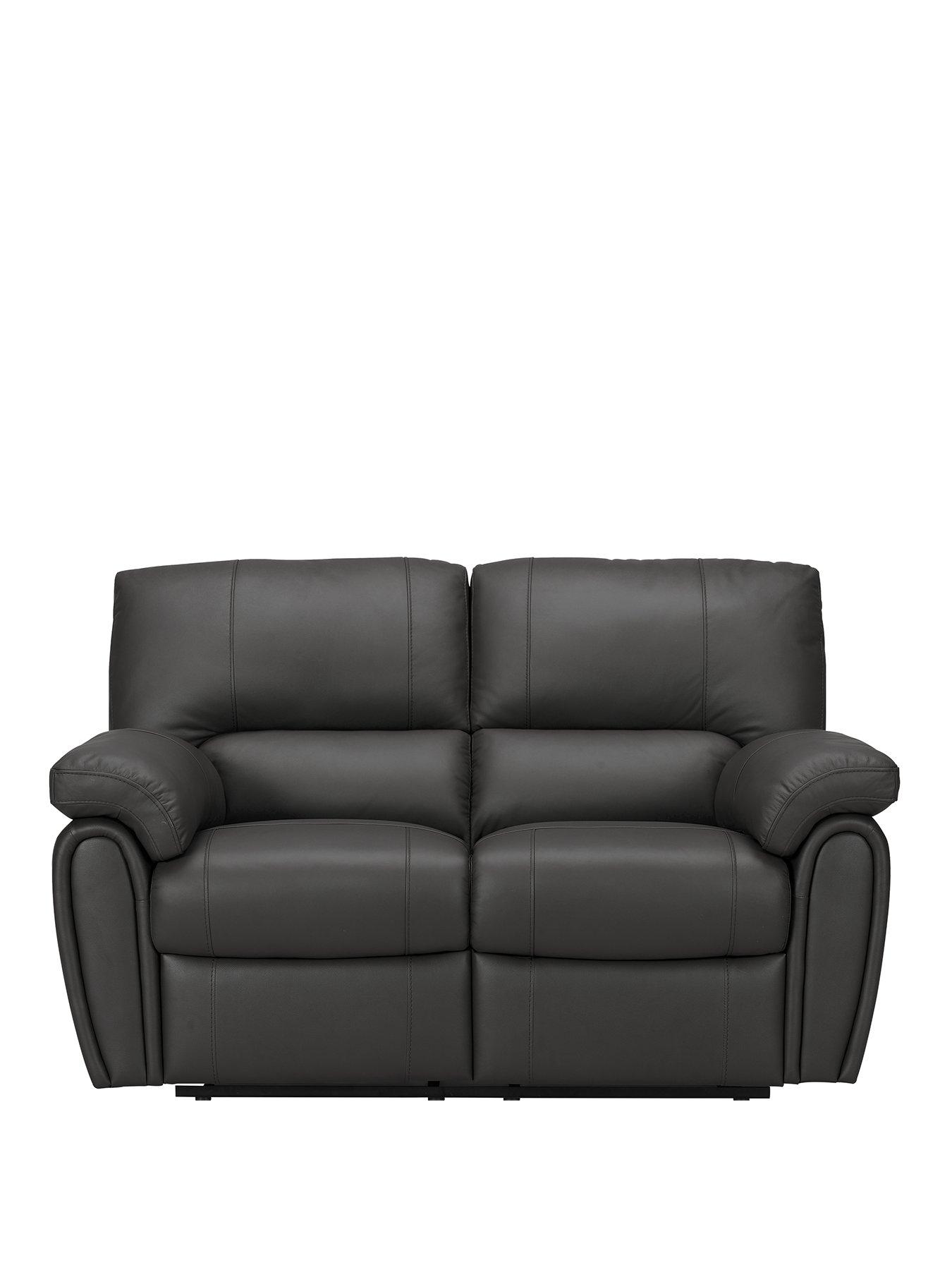 undefined Leighton Leather/Faux Leather 2 Seater High Back Recliner Sofa - Black