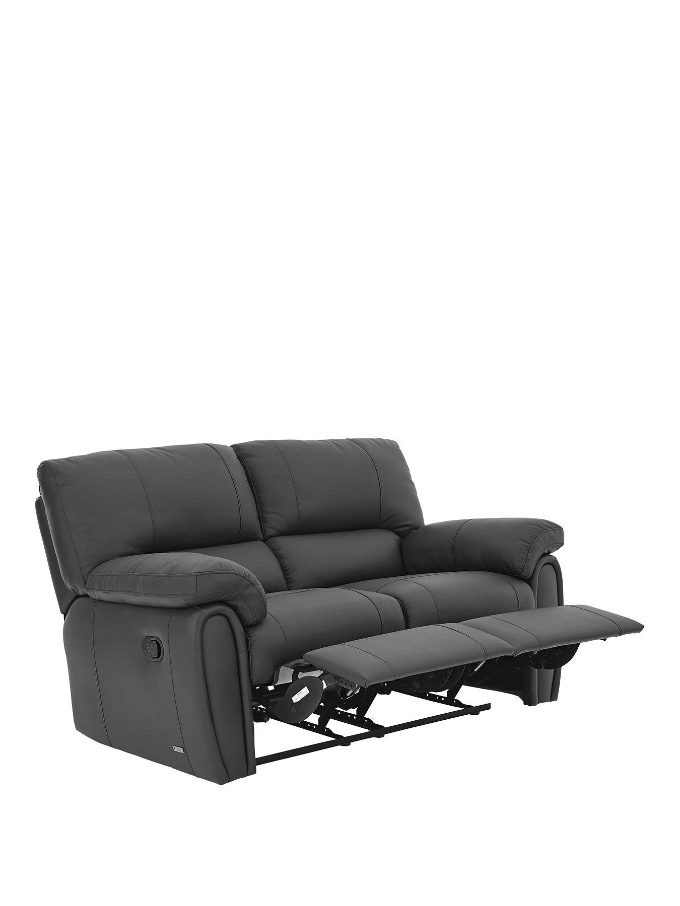 Image 2 of 4 of The Very Collection Leighton Leather/Faux Leather 2&nbsp;Seater High Back Recliner Sofa - Black