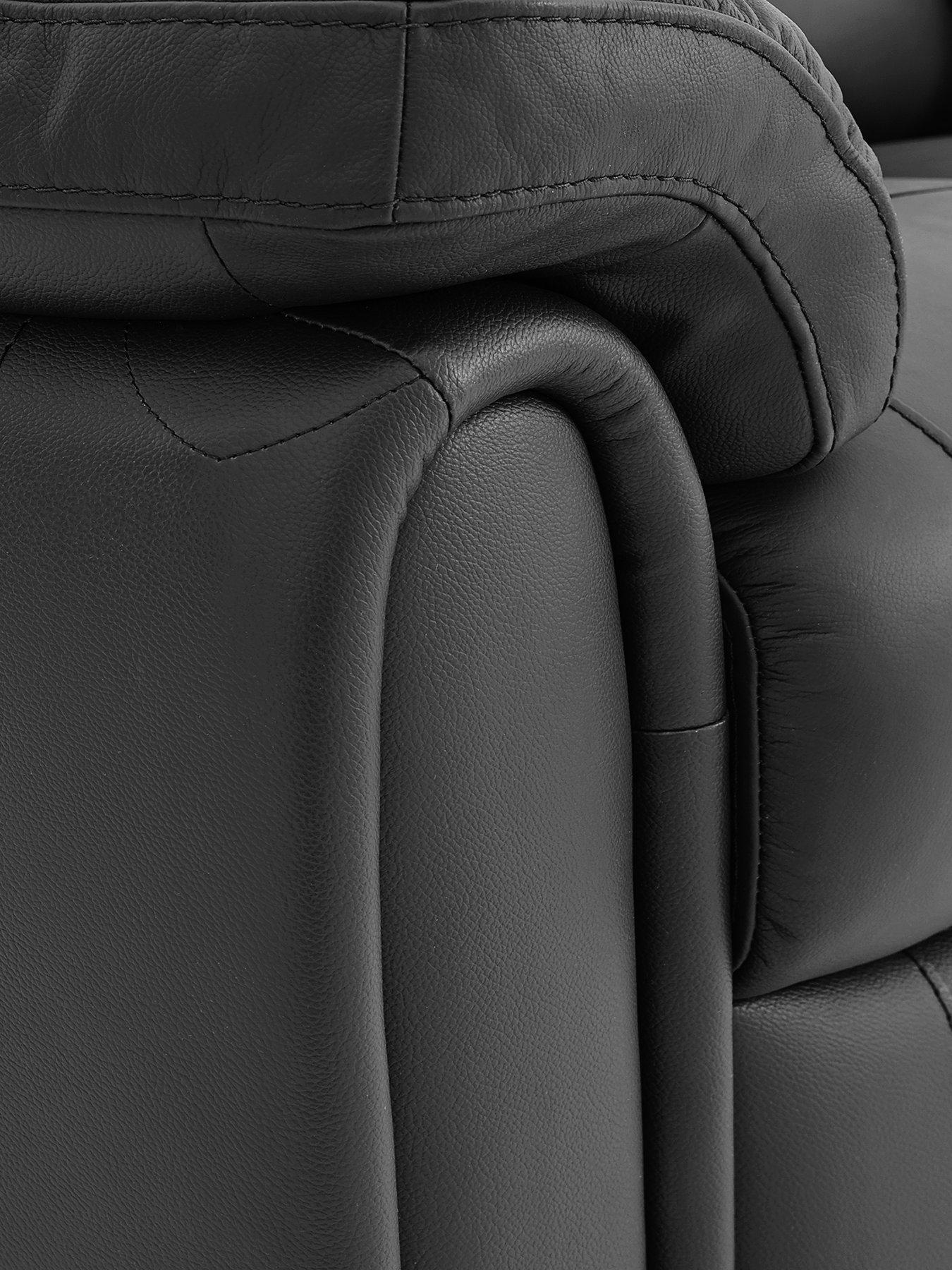 Image 4 of 4 of The Very Collection Leighton Leather/Faux Leather 2&nbsp;Seater High Back Recliner Sofa - Black