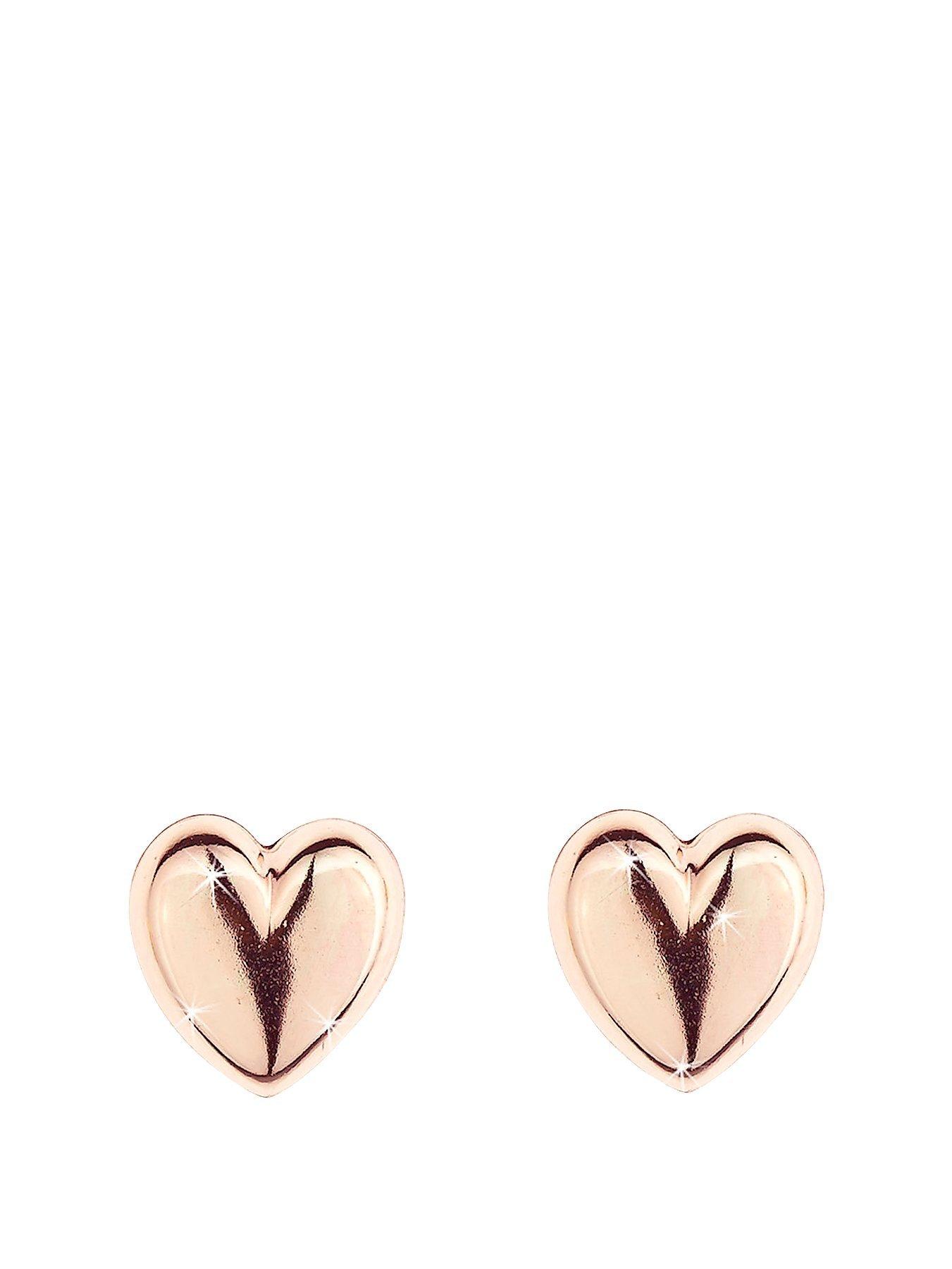 Rose gold love heart earrings discount