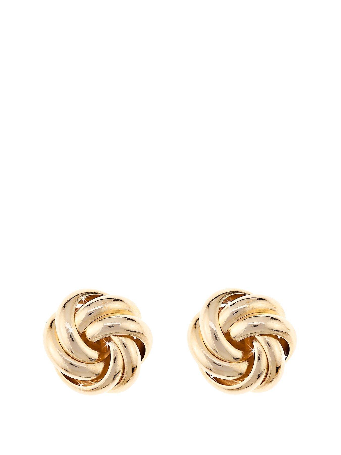 Product photograph of Love Gold 9 Carat Yellow Gold 9mm Three Way Knot Earrings from very.co.uk