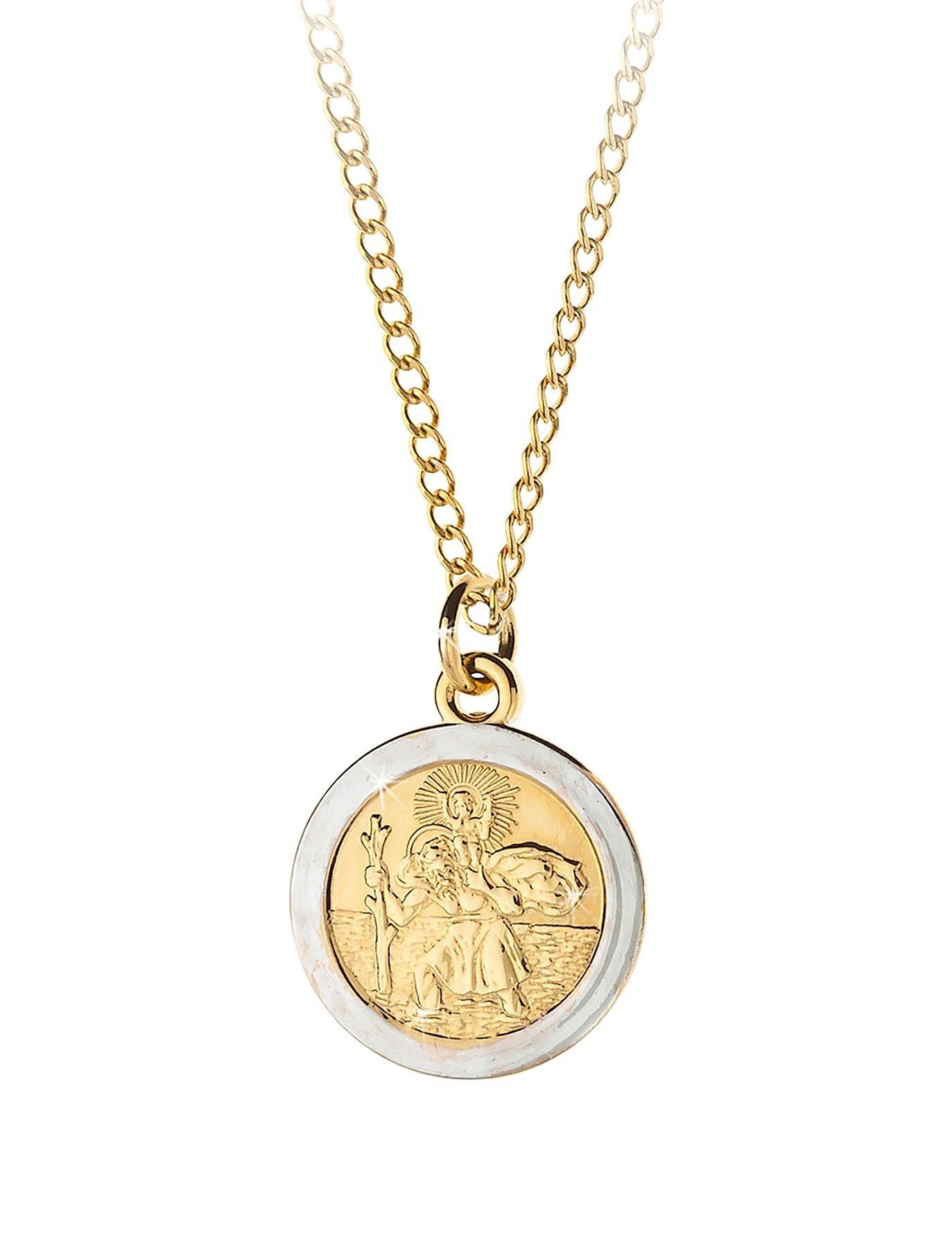 Women 9 Carat Rolled Gold Two Tone St Christopher Pendant