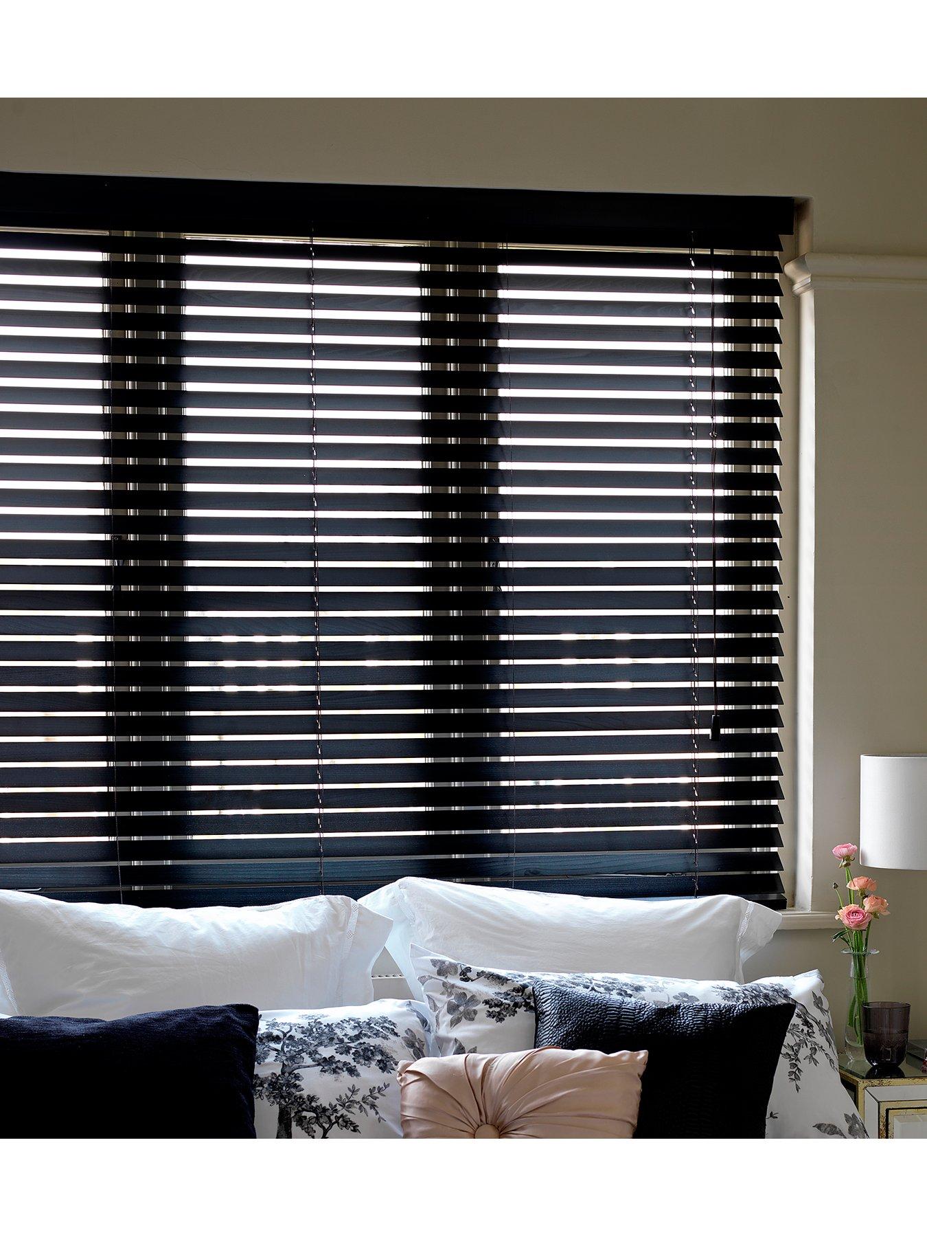 Swoop Uk Made To Measure 35 Mm Wooden Venetian Blinds Black
