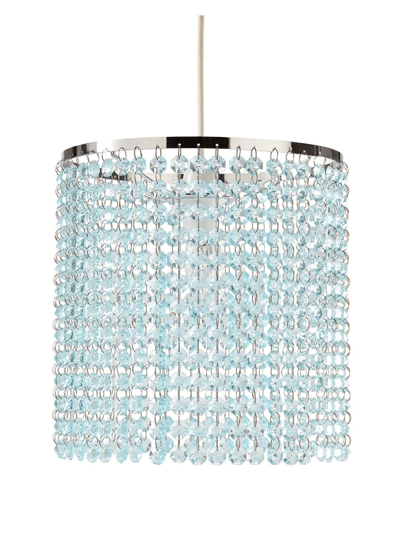 Crystal Style Easy Fit Pendant Light Shade Duck Egg