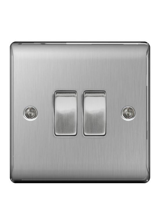 front image of british-general-brushed-steel-2g-plate-switch