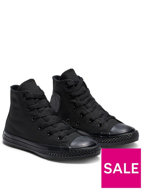 front image of converse-chuck-taylor-all-star-hi-core-childrens-trainer-black