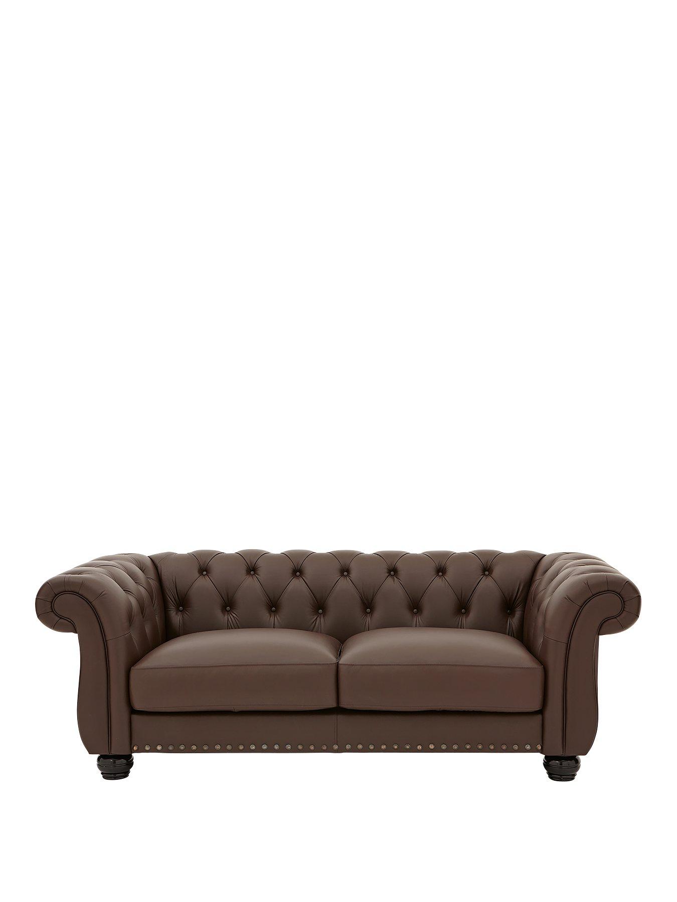 Product photograph of Very Home Bakerfield 3 Seater Leather Sofa from very.co.uk