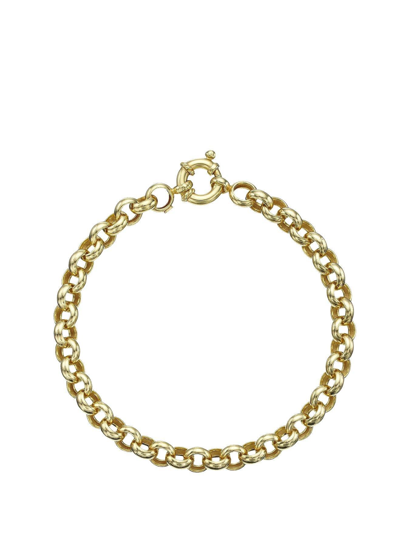 Product photograph of Love Gold 9 Carat Yellow Gold Round Belcher Bracelet from very.co.uk