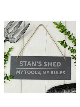 Product photograph of The Personalised Memento Company Personalised Slate Shed Sign from very.co.uk