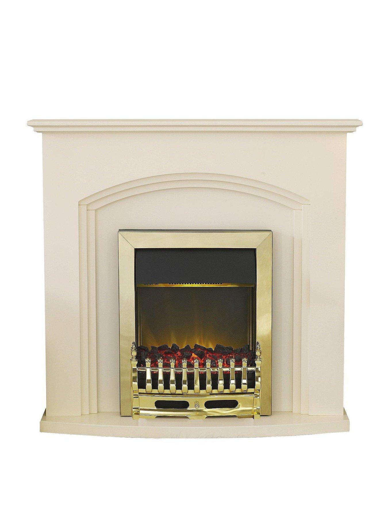 Image 1 of 4 of Adam Fires & Fireplaces Truro Electric Fireplace Suite With Brass Inset Fire