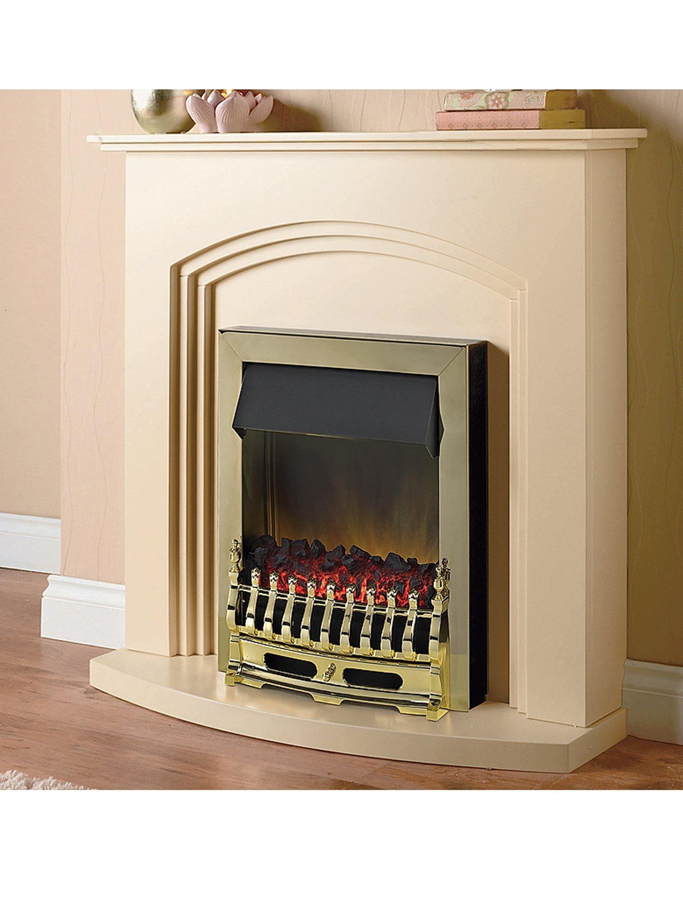 Image 2 of 4 of Adam Fires & Fireplaces Truro Electric Fireplace Suite With Brass Inset Fire