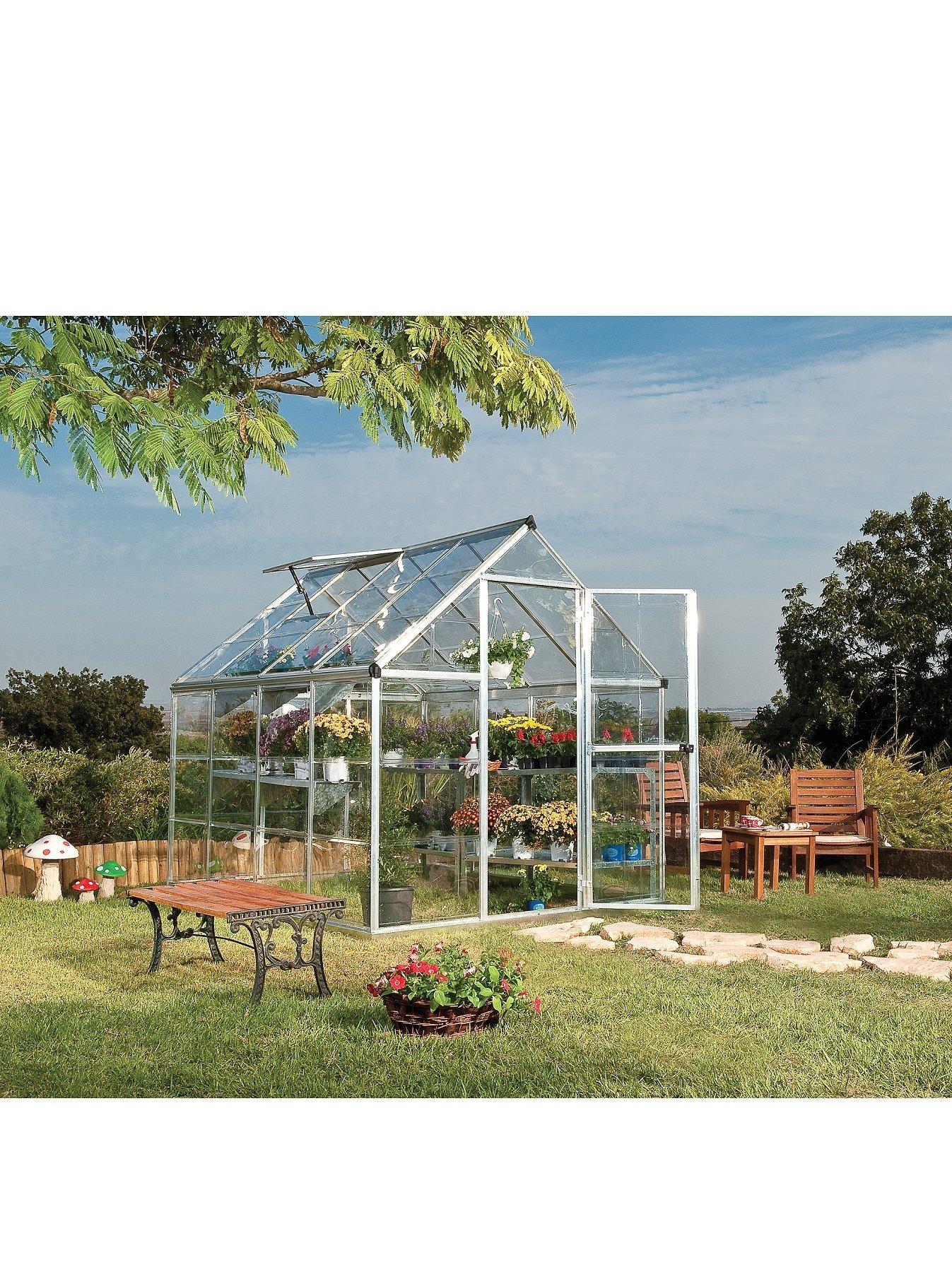 Product photograph of Canopia By Palram Harmony 6 X 8ft Greenhouse - Silver from very.co.uk