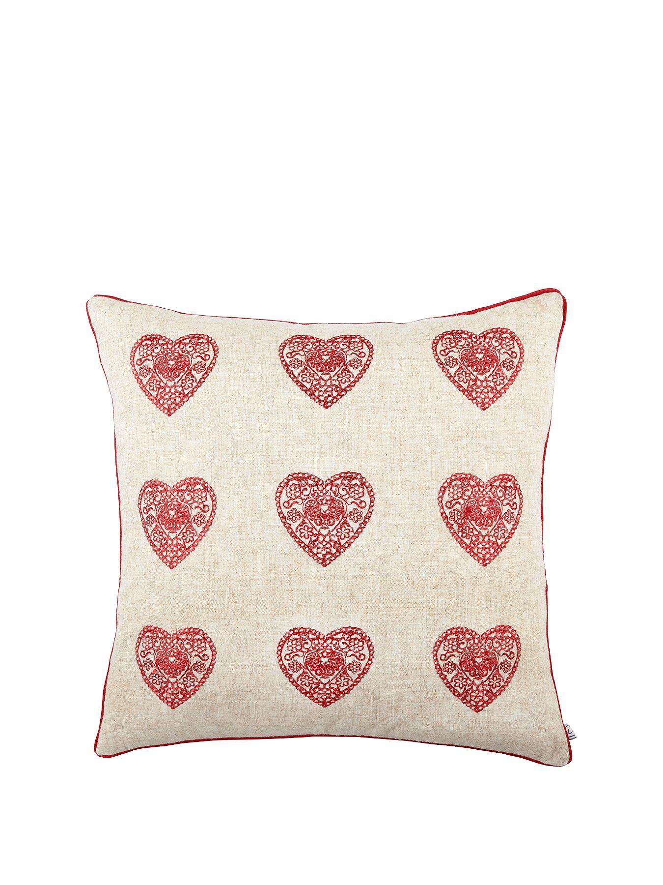 Catherine Lansfield Vintage Hearts Cushion - Red | very.co.uk