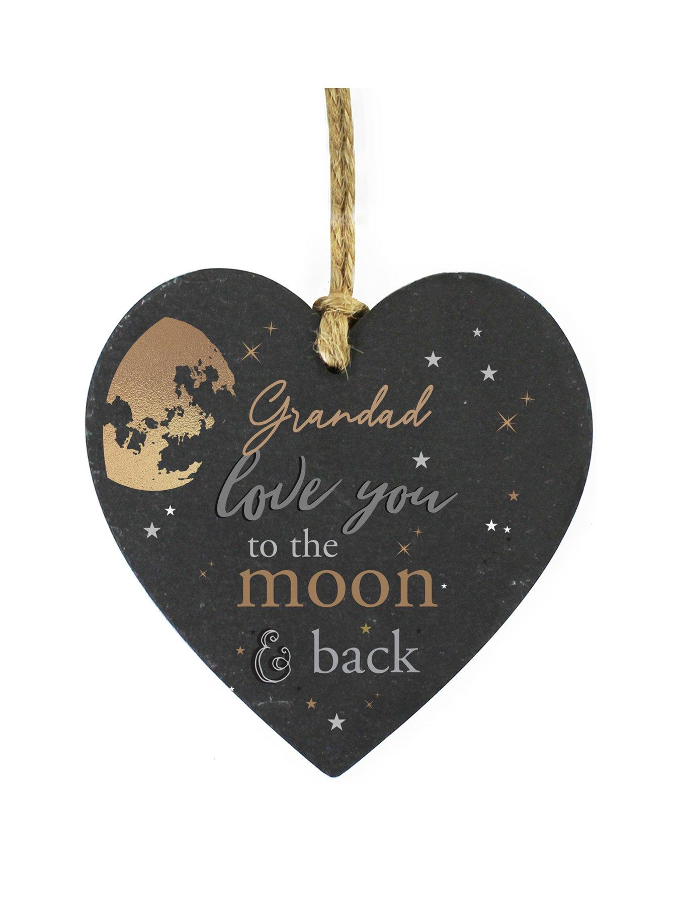 Product photograph of The Personalised Memento Company Personalised To The Moon Amp Back Slate Heart from very.co.uk
