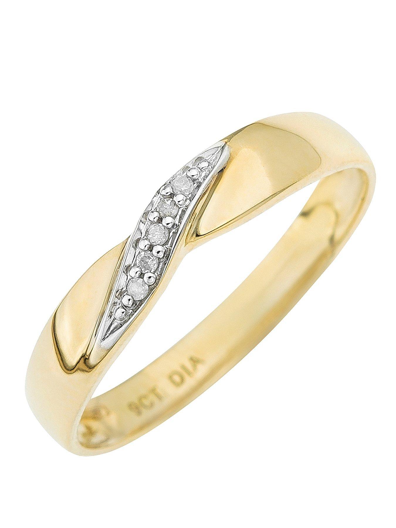 undefined 9-Carat Yellow Gold Twist Diamond Set Wedding Band 3 mm