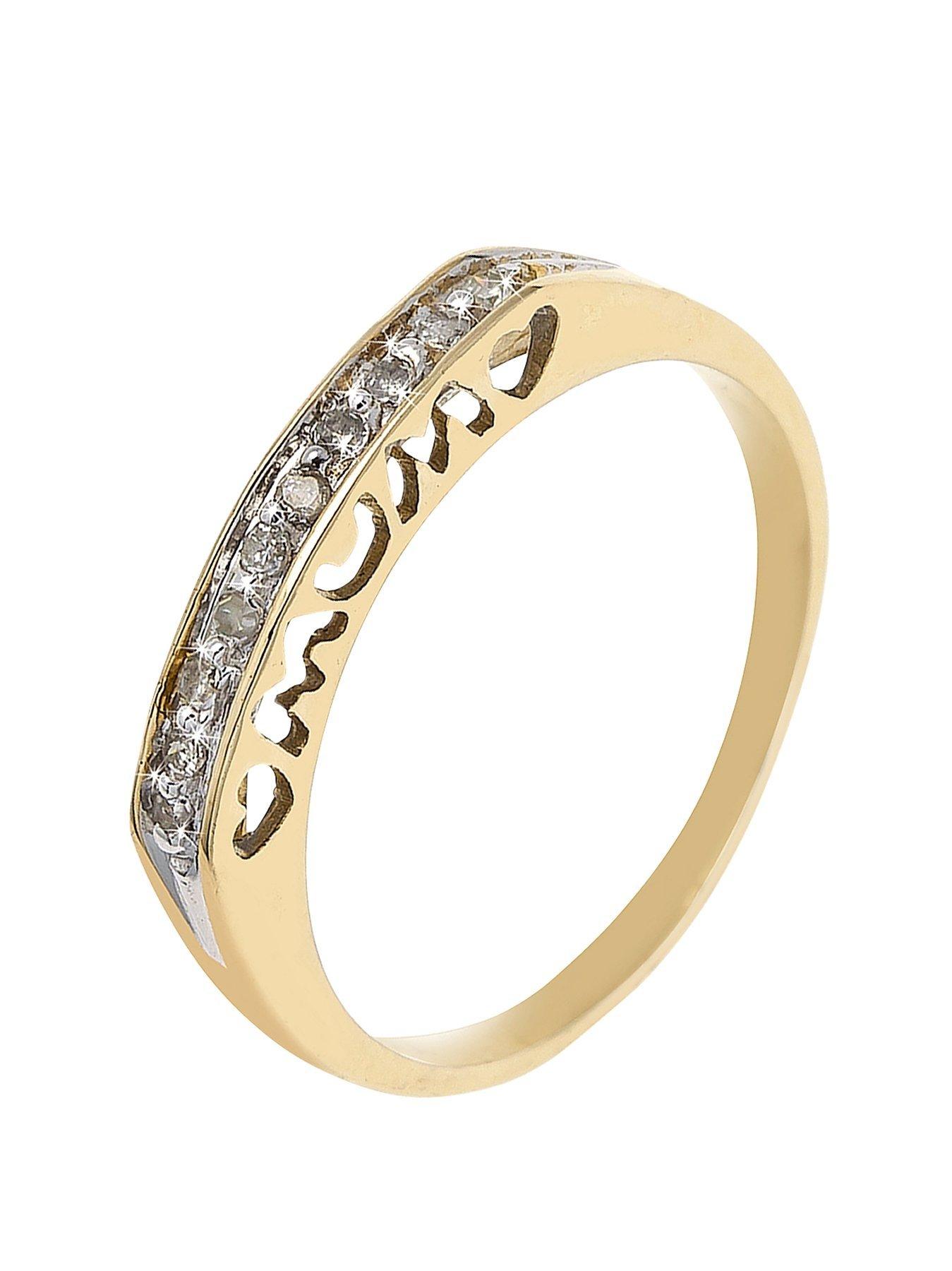 Product photograph of Love Gold 9 Carat Yellow Gold Diamond Set Mum Heart Ring from very.co.uk