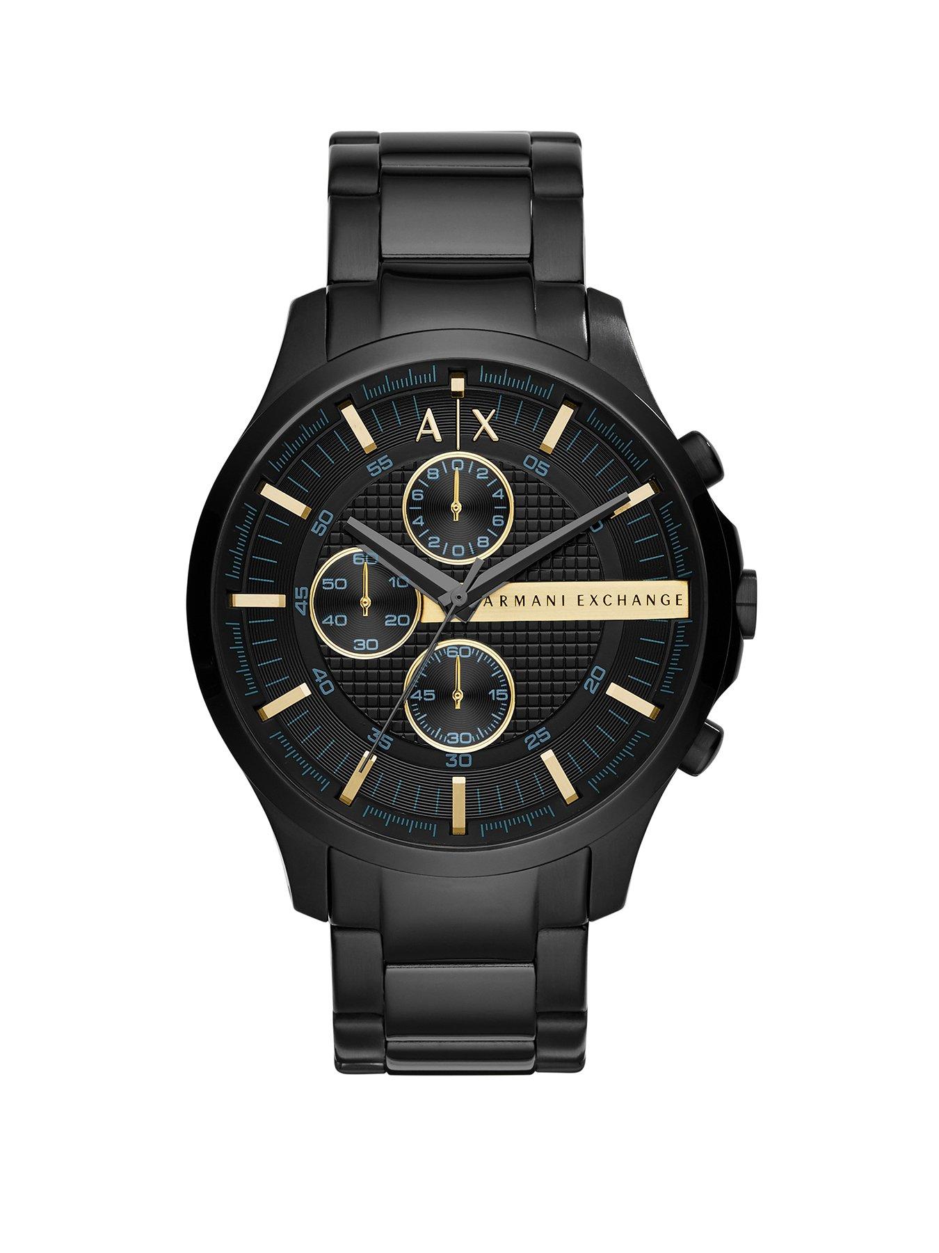 Black metal on sale armani watch