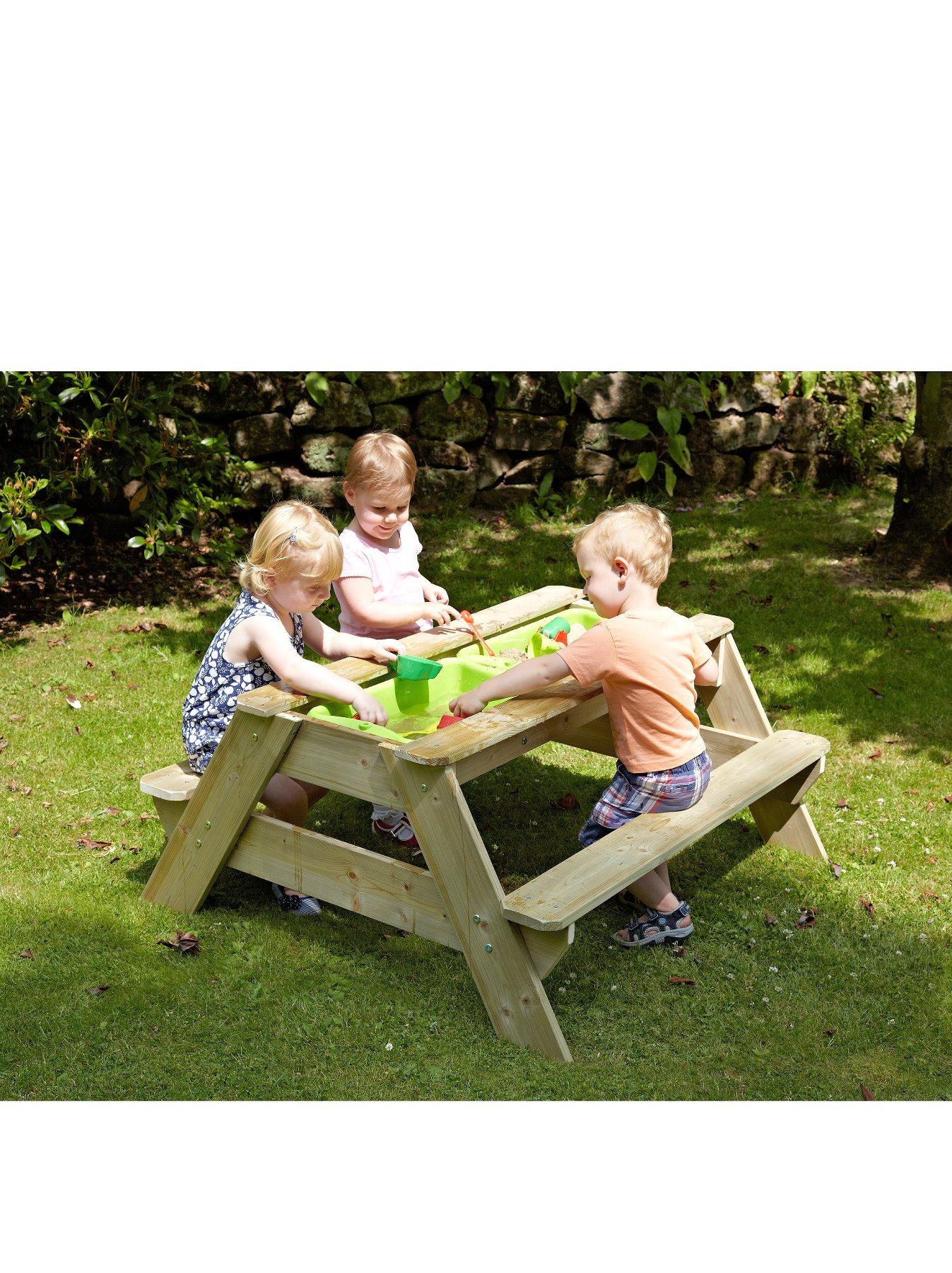 TP Deluxe Wooden Picnic Table Sandpit very.co.uk