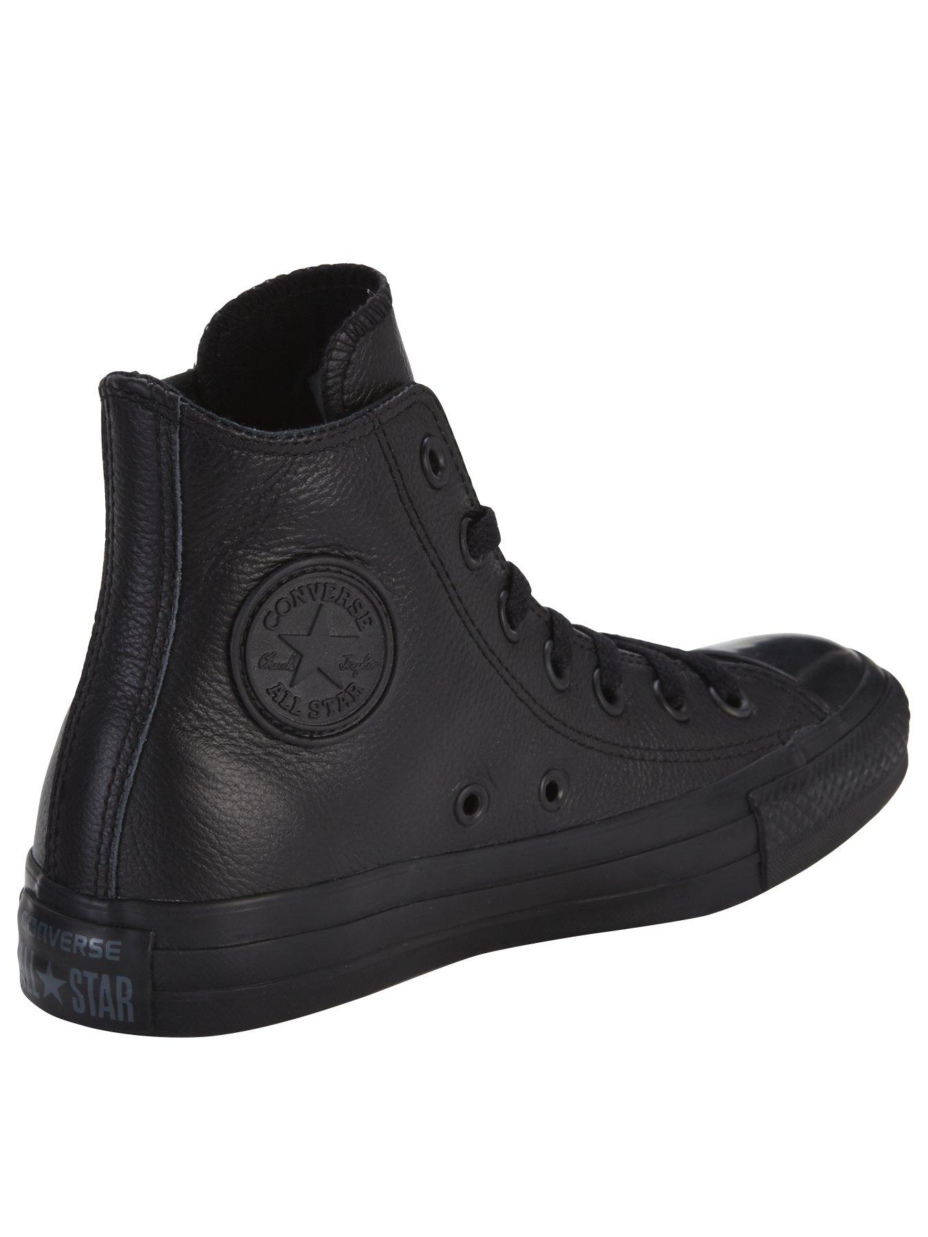 Black leather converse store high tops uk