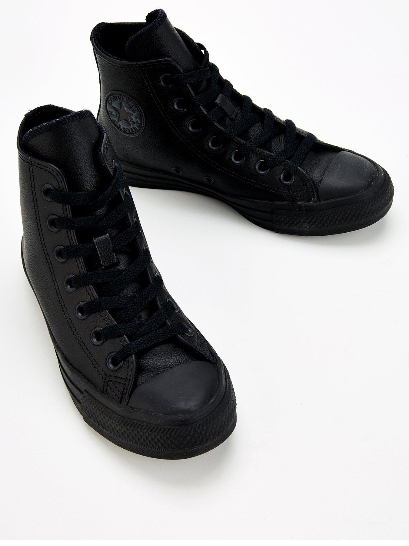 Leather Hi Top Trainers Black