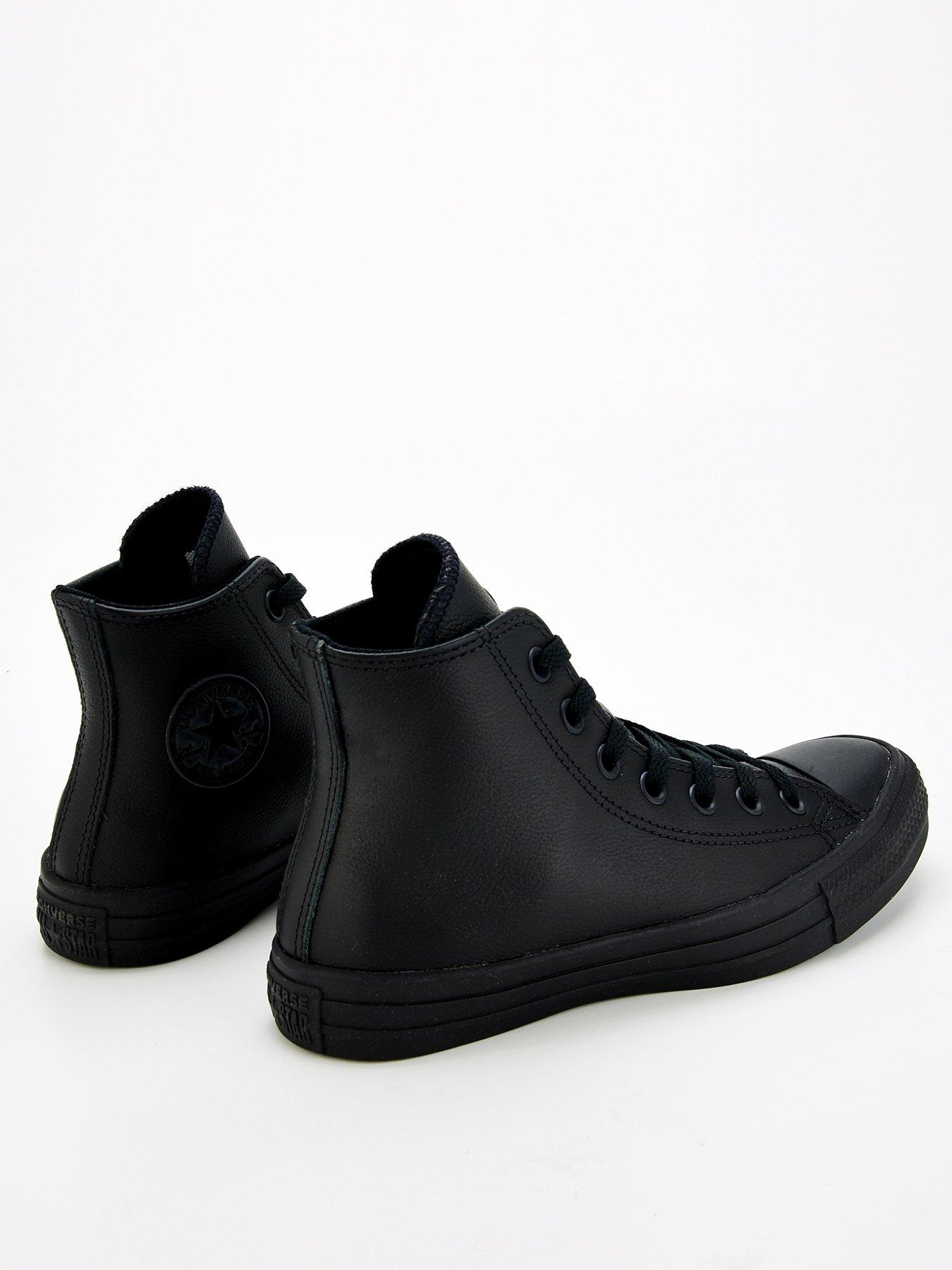 Image 3 of 8 of Converse Leather Hi Top Trainers - Black