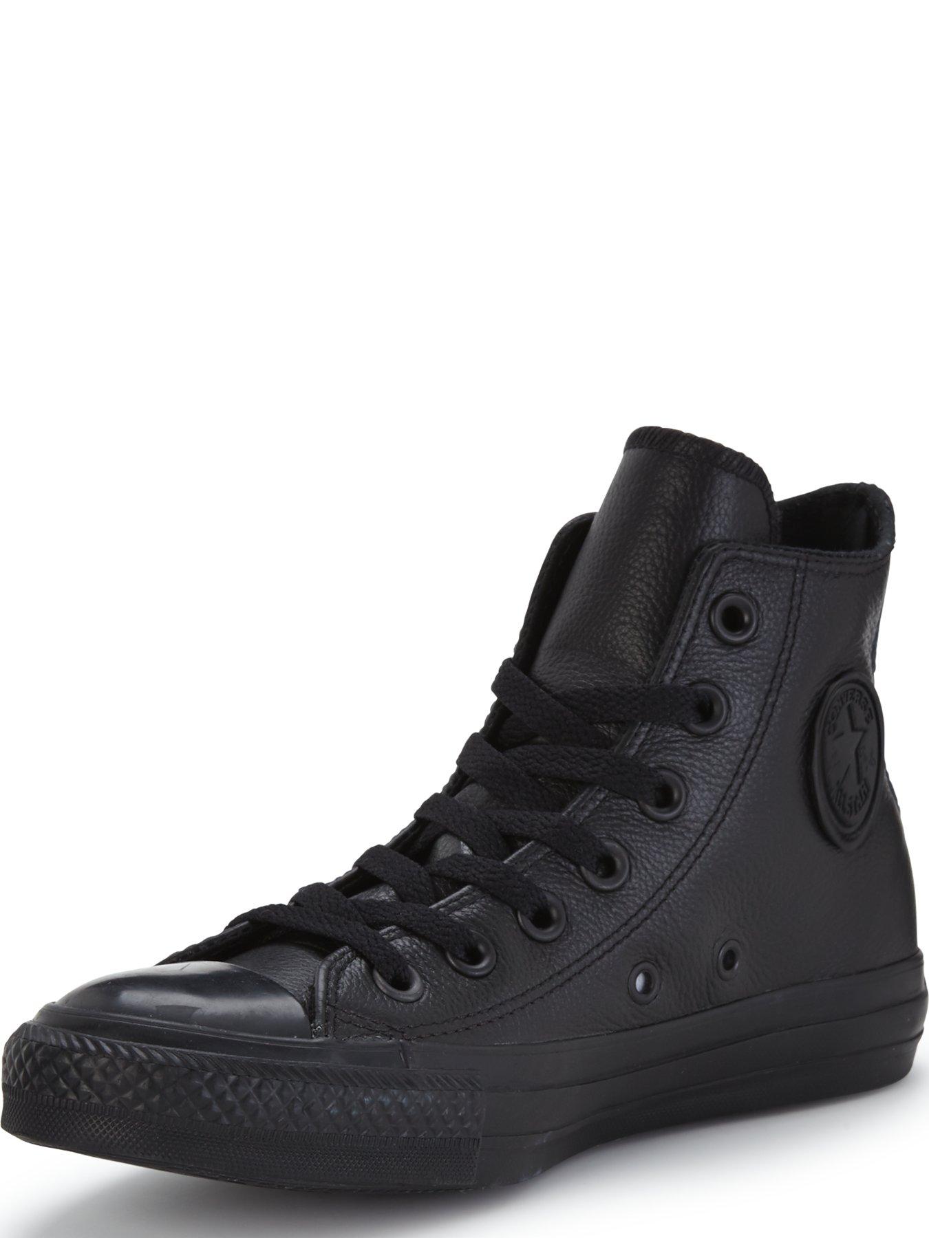 Womens black leather on sale converse hi tops