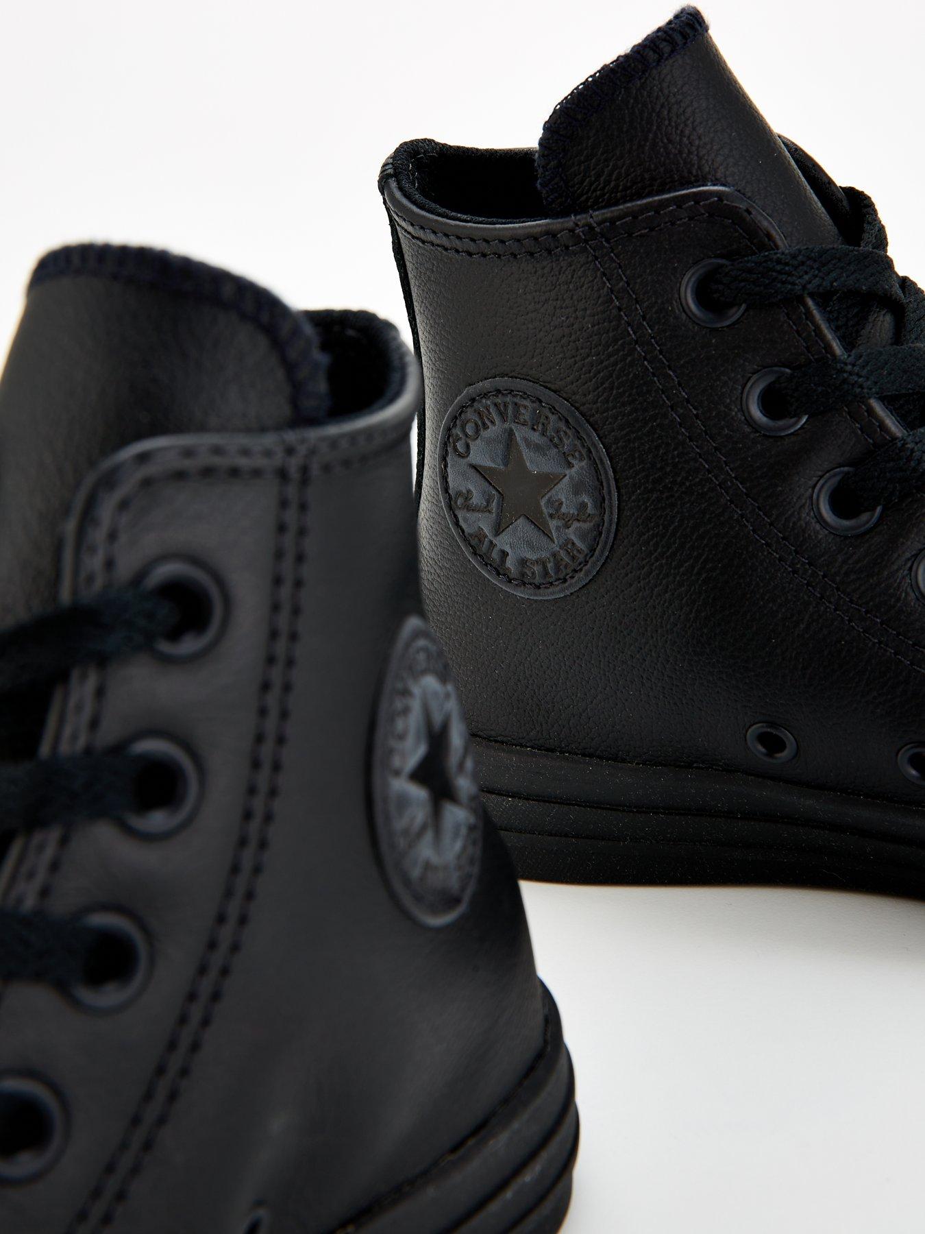 Black leather converse very hotsell