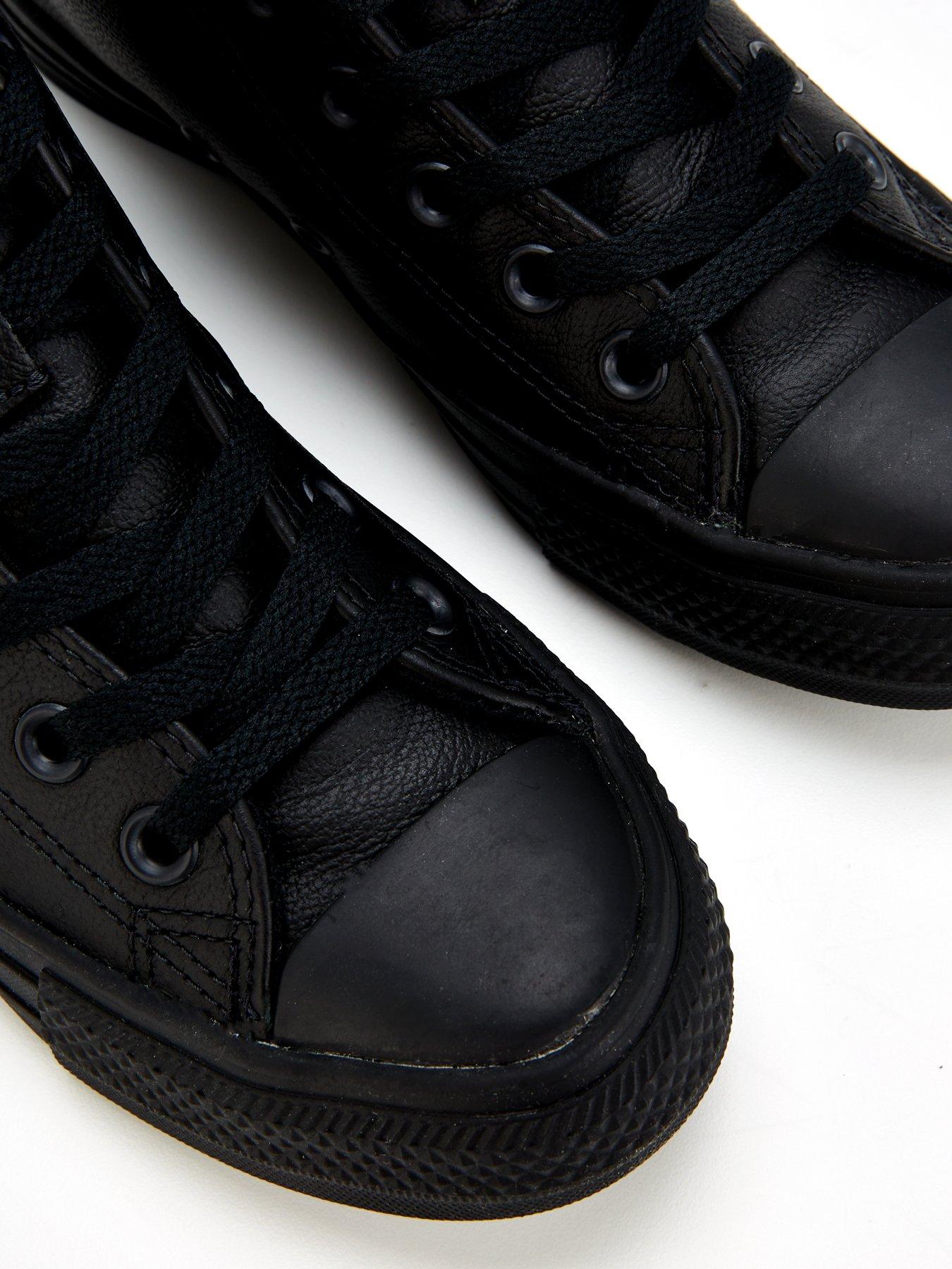 Black leather converse men best sale