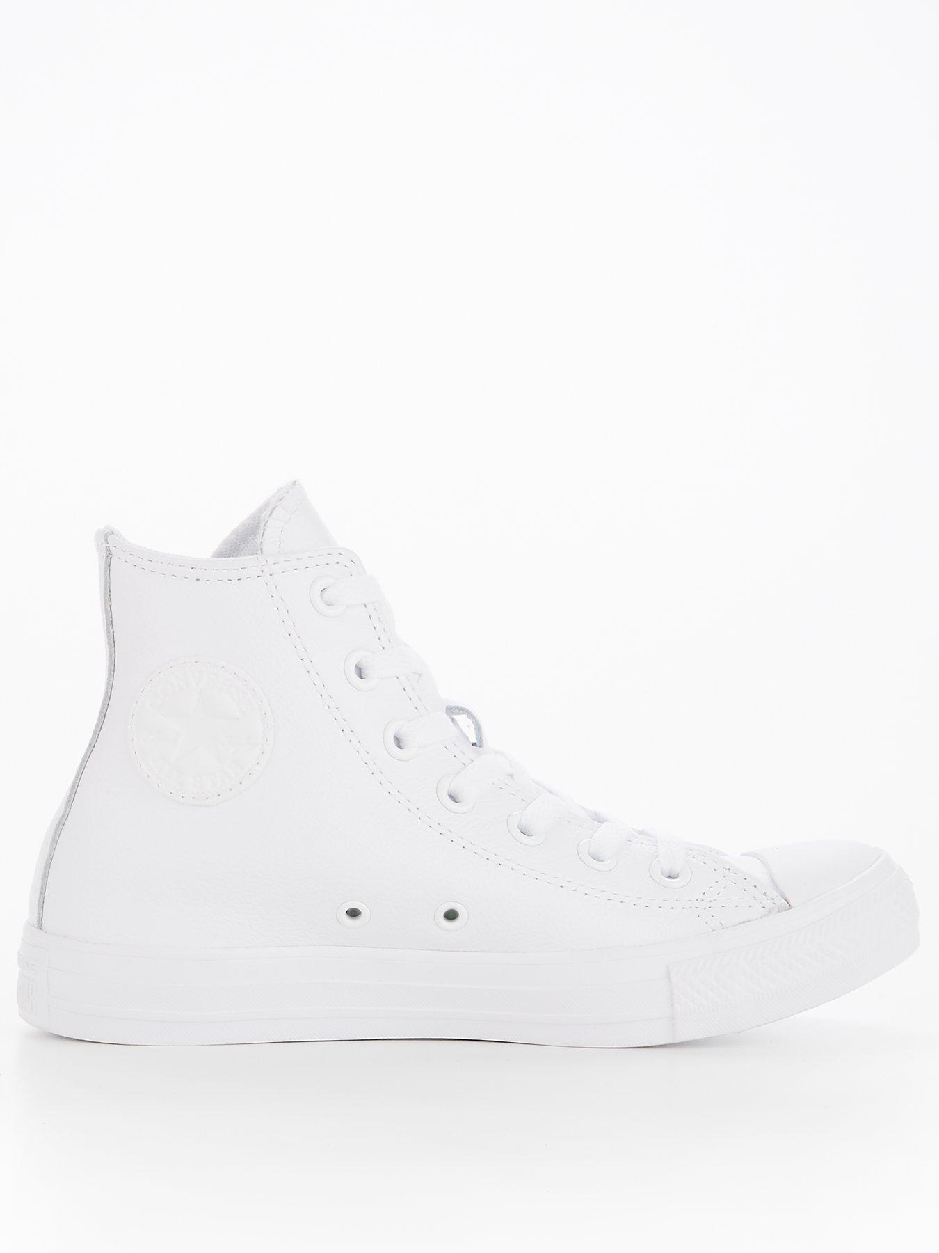 All white leather converse high tops deals