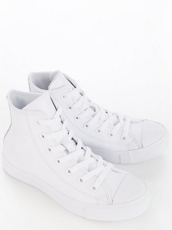 stillFront image of converse-unisexnbspleather-hi-trainers-white