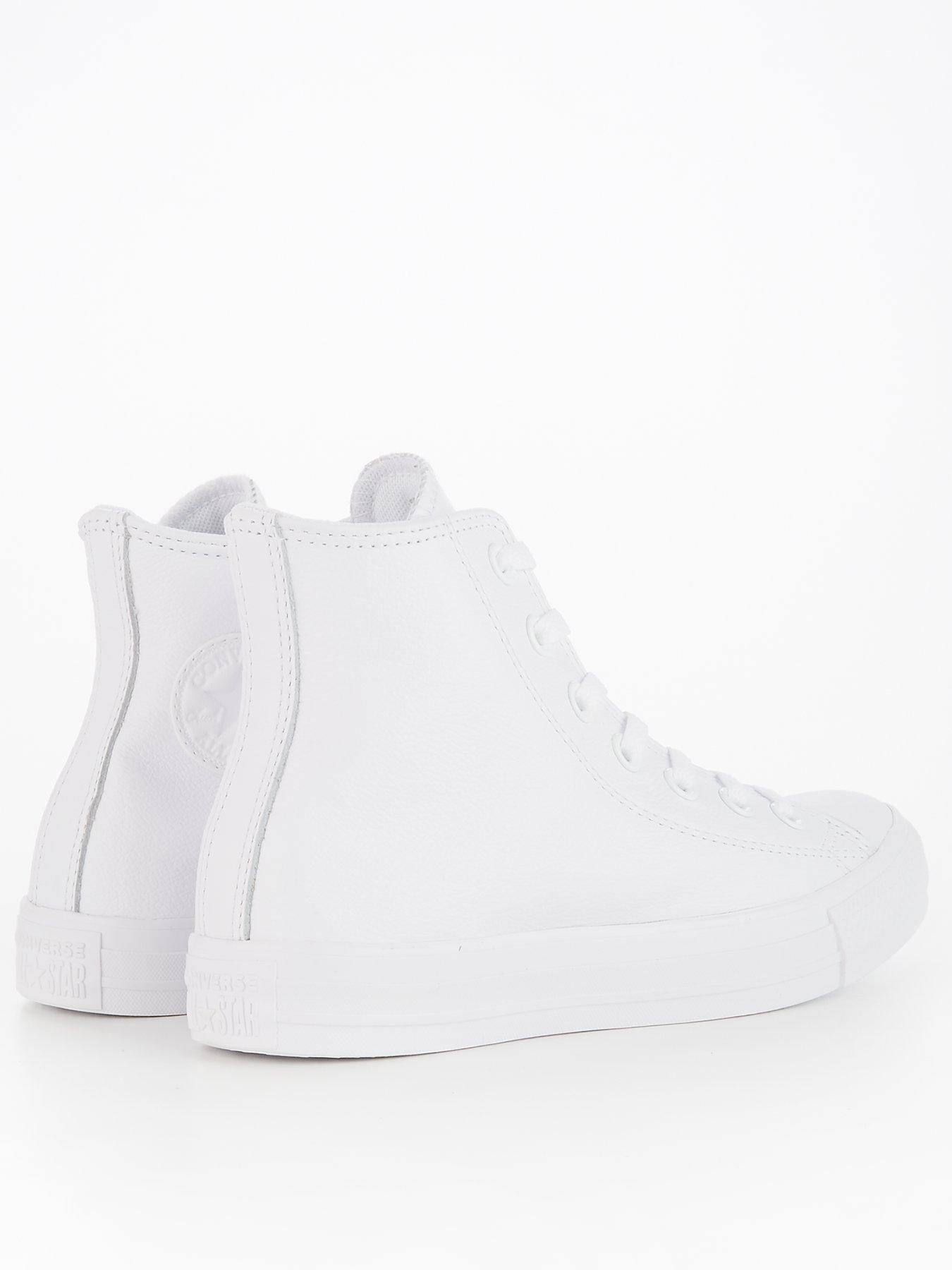 White leather converse high on sale tops