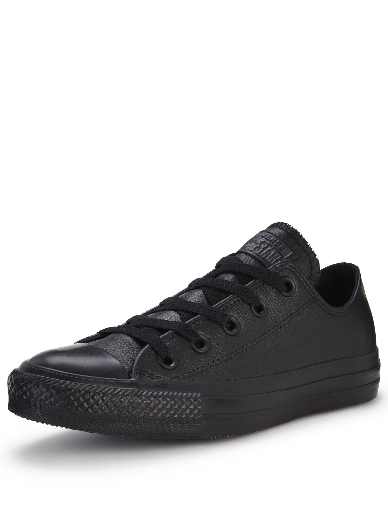 black leather converse trainers