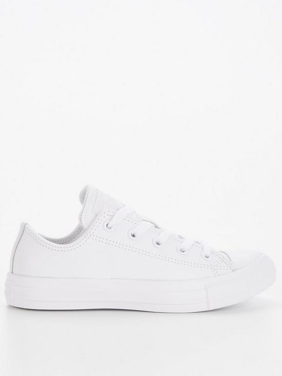 front image of converse-unisex-leather-ox-trainers-white