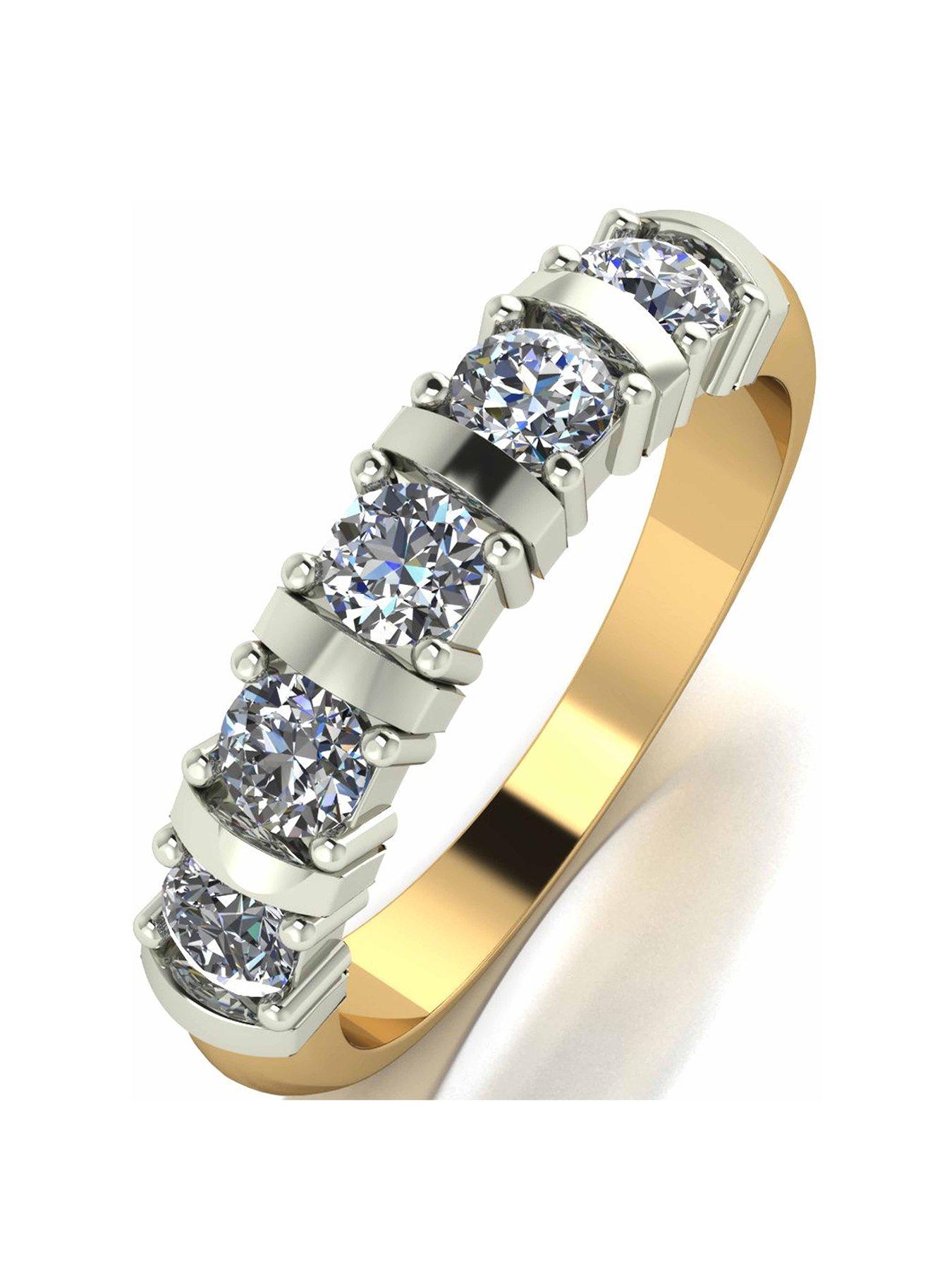 Product photograph of Moissanite 9 Carat Yellow Gold 1 Carat Moissanite 5 Stone Eternity Ring from very.co.uk