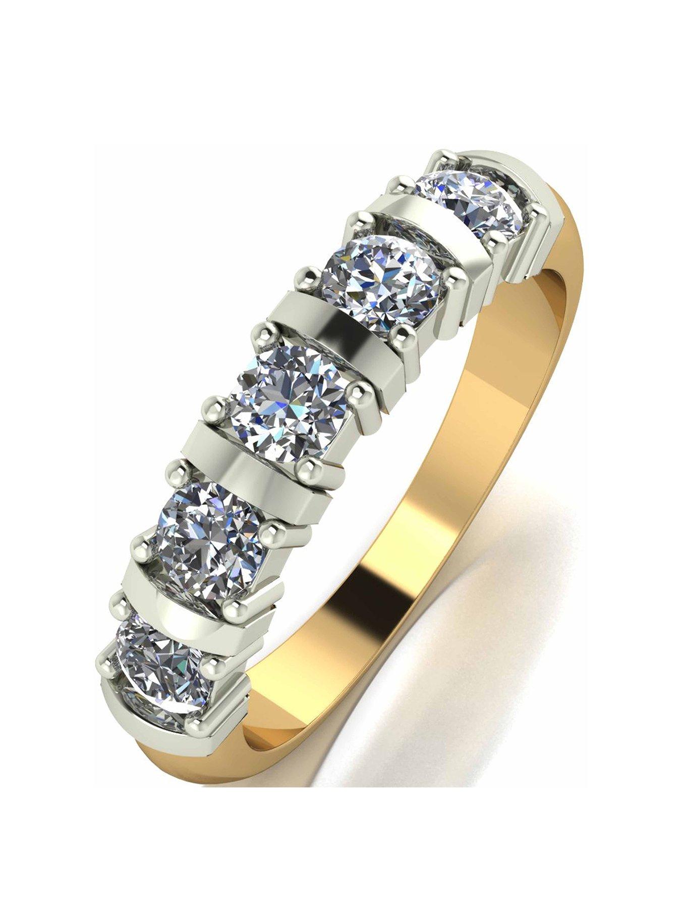 Moissanite 9 Carat Yellow Gold 1 Carat Moissanite 5 Stone Eternity Ring Very