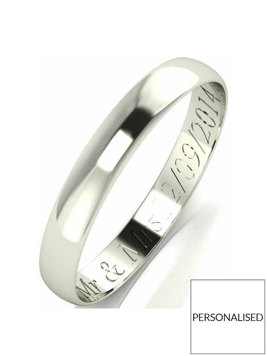 front image of love-gold-personalised-9-carat-white-gold-d-shaped-wedding-band-3mm