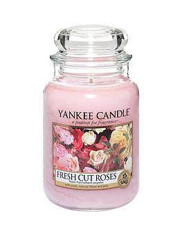 Product photograph of Yankee Candle Fresh Cut Roses Large Jar from very.co.uk