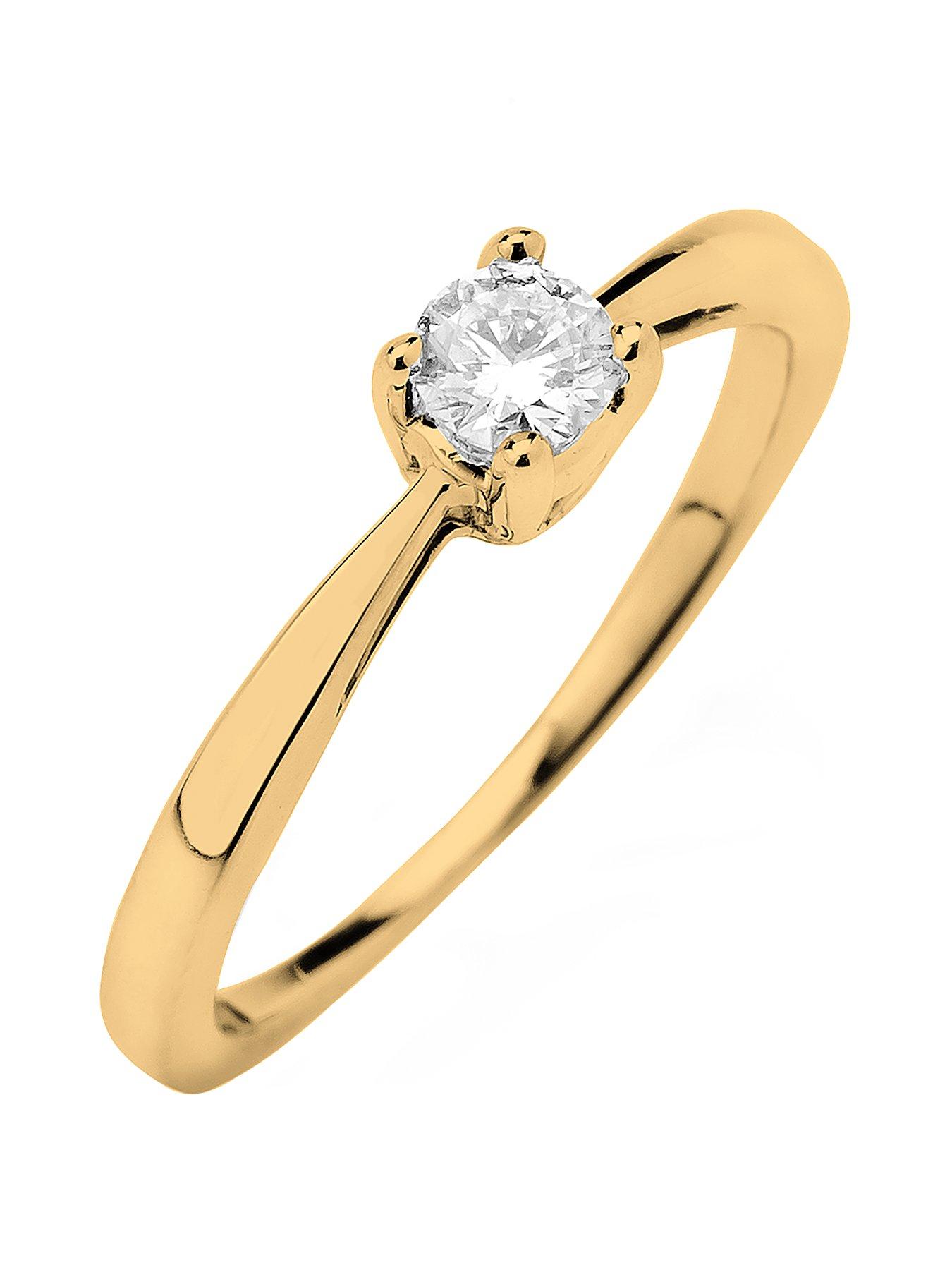 Love DIAMOND 9ct Gold 25 Point Diamond Solitaire Ring