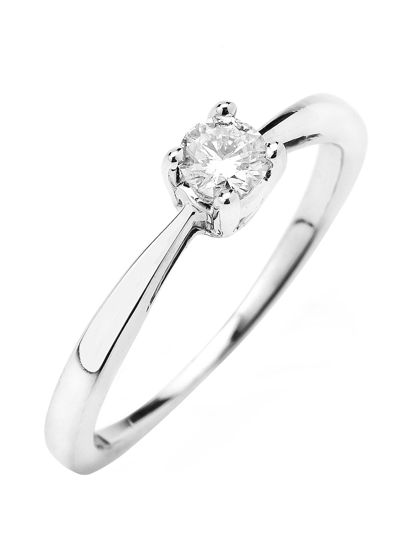 Product photograph of Love Diamond 9ct Gold 25 Point Diamond Solitaire Ring from very.co.uk