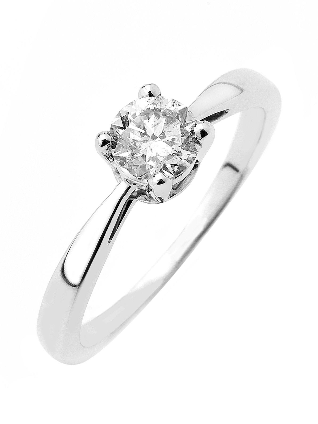 Product photograph of Love Diamond 9ct Gold 50 Point Diamond Solitaire Ring from very.co.uk