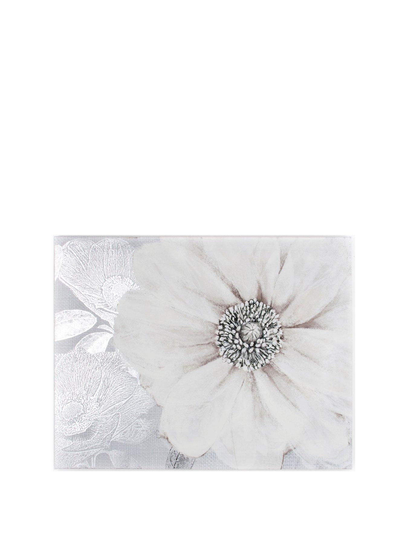 Image 1 of 2 of Art For The Home Grey Bloom Canvas with Foil Print