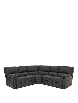 Leighton Leather/Faux Leather Power Recliner Corner Group Sofa - Black