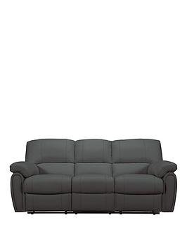 Product photograph of Leighton Leather Faux Leather High Back 3 Seater Power Recliner Sofa - Black from very.co.uk