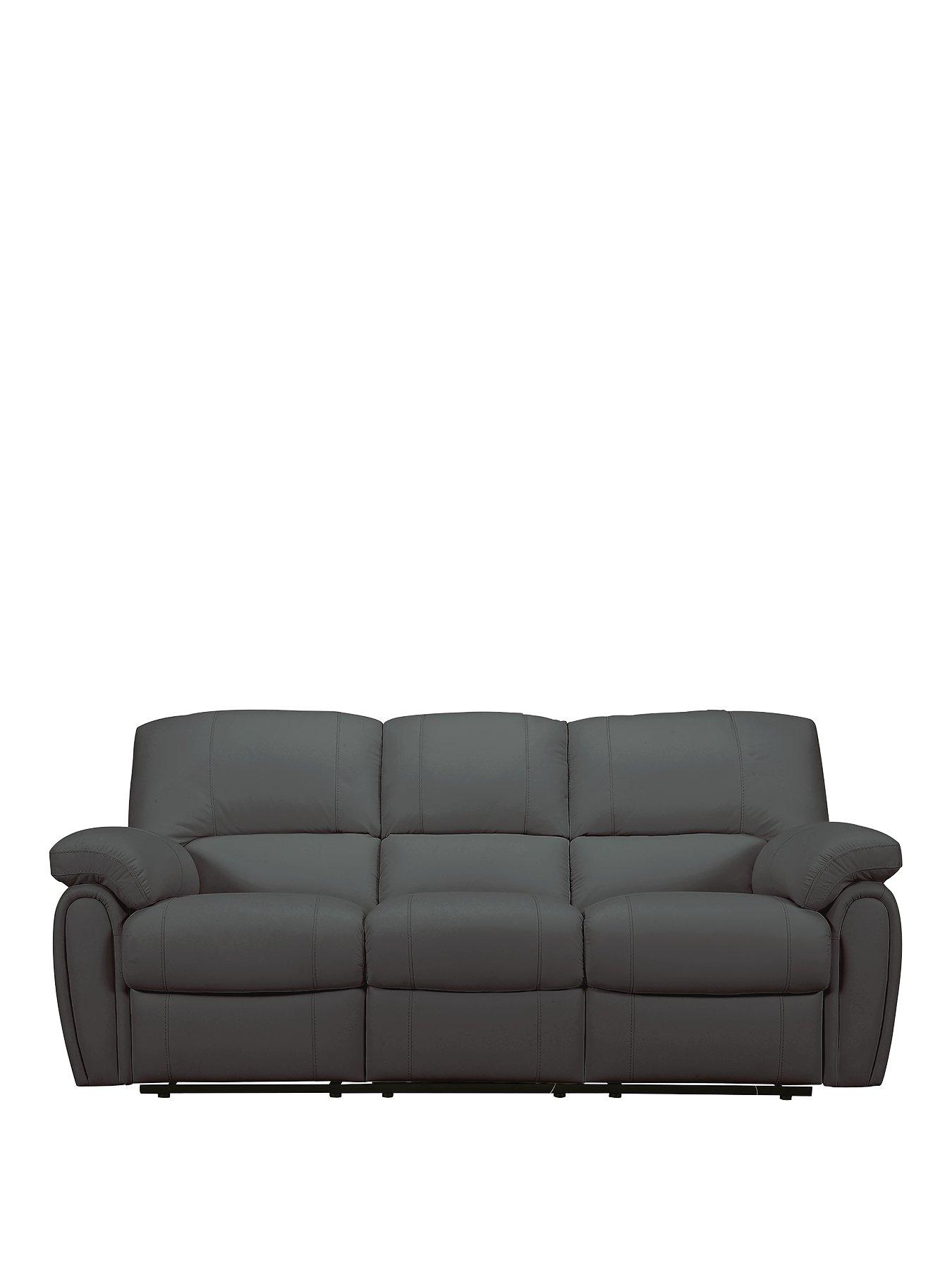 undefined Leighton Leather/Faux Leather High Back 3 Seater Power Recliner Sofa - Black
