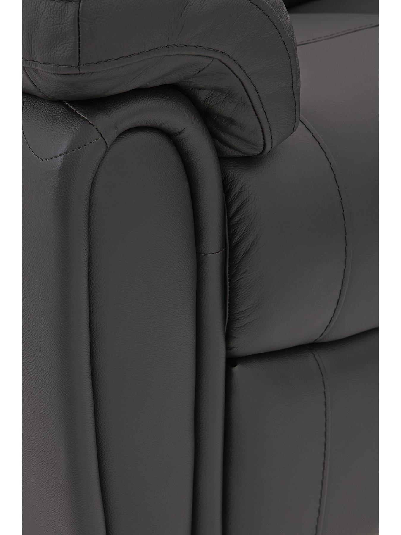 Image 4 of 4 of Leighton Leather/Faux Leather High Back 3 Seater Power Recliner Sofa - Black