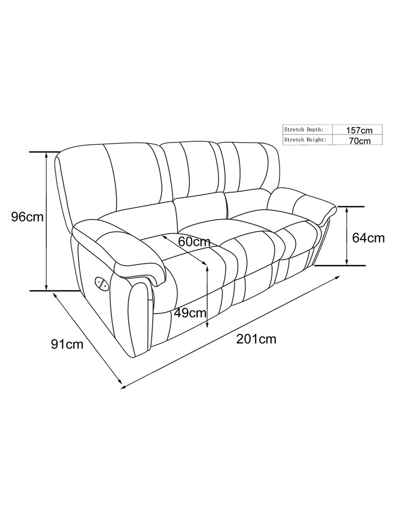 Image 4 of 5 of The Very Collection Leighton Leather/Faux Leather High Back 3 Seater Power Recliner Sofa - Black