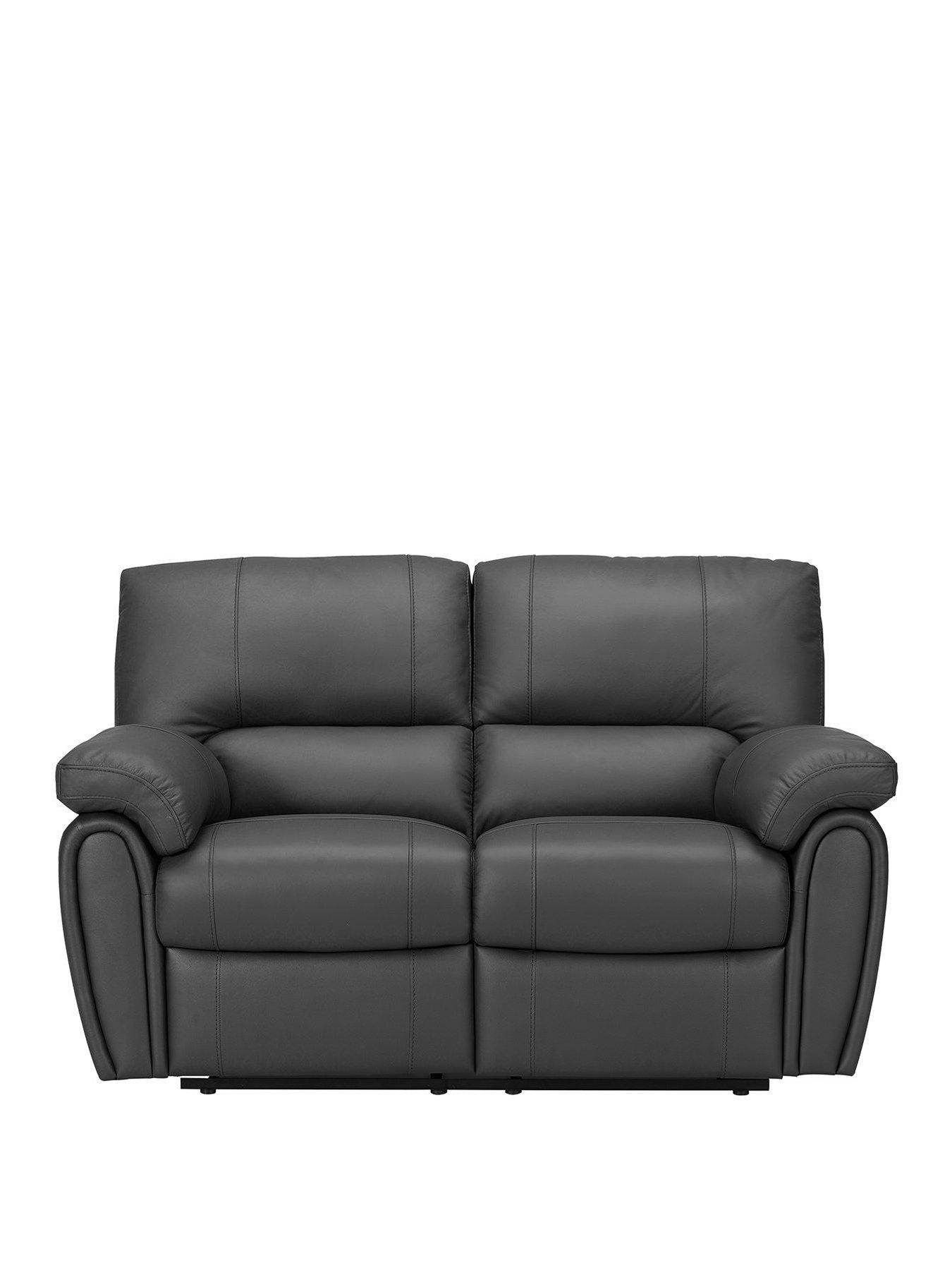 The Very Collection Leighton Leather/Faux Leather High Back 2 Seater Power Recliner Sofa - Black
